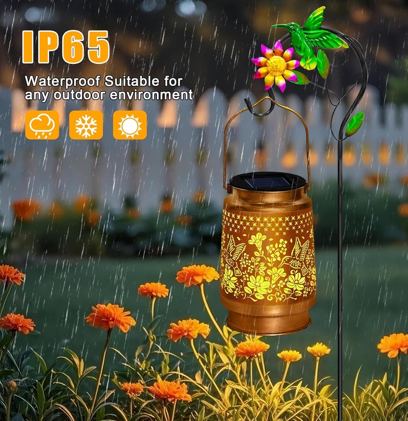 ostritec Christmas Gifts Hummingbird Solar Lanterns Outdoor Waterproof, Hanging Solar Lights Garden Lanterns with Shepherd Hook, Metal Garden Decor for Yard, Patio, Lawn, Landscape, Gifts for Women Mom - Image 4
